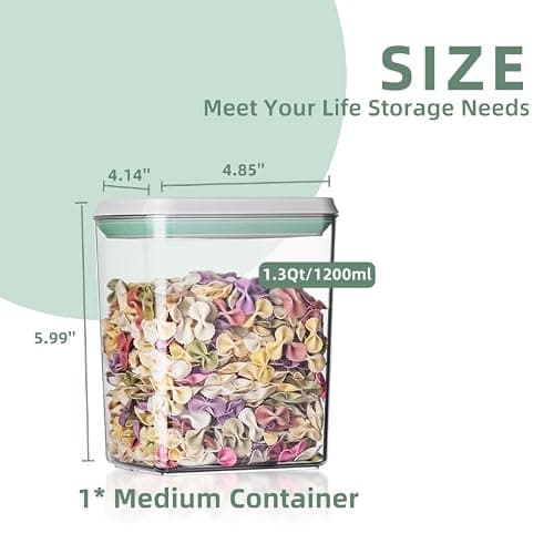 Ankou Pop Airtight Food Storage Containers with Lids- 3 Pcs Stackable One Button Opening Food Containers, Kitchen Pantry Storage Containers for Snacks Candy Salt Herbs Spices BPA-Free (1.2 QT * 3) thumbnail 2