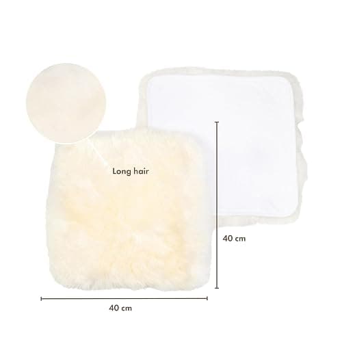 Nordic Sheep Sheepskin Seat Pads 40x40 cm | New Zealand Long-Hair Fluffy Pillow & Fluffy Cushion | Ideal as Sheepskin Seat Pads for Chair, Sofa or Bed | Color: White thumbnail 3