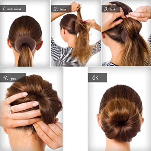 2 pieces Extra Large Size Hair Bun Donut Maker, Ring Style Bun, Women Chignon Hair Donut Buns Maker, Hair Doughnut Shaper Hair Bun maker (4.3 in. for Thick and Long Hair) (Brown) thumbnail 6