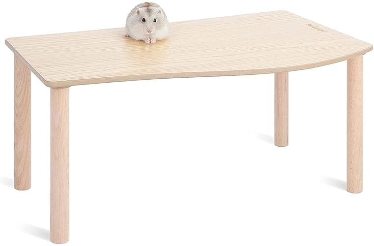 Niteangel Hamster Play Wooden Platform for Dwarf Syrian Hamsters Gerbils Mice Degus or Other Small Pets (Wave - 7'' Height, Burlywood) - Image 1