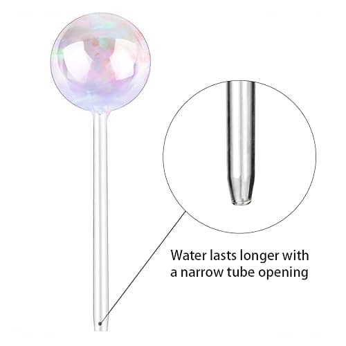 [6 PCS] Light Iridescent Rainbow Gradient Color Clear Glass Self-Watering System Spikes, Automatic Plant Waterer Bulbs thumbnail 4
