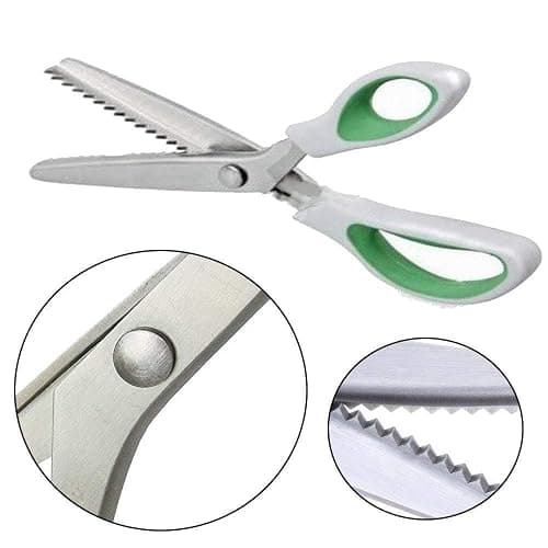 JISTL Green Pinking Shears Comfort Grips Crafts Zig Zag Cut Sewing Scissors,Professional Handheld Dressmaking thumbnail 3