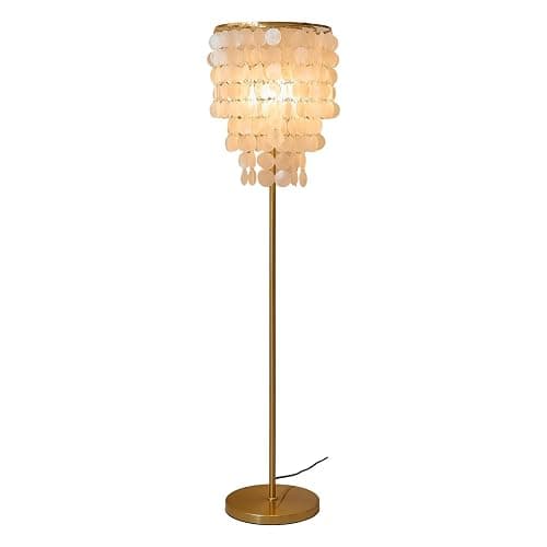 Monikessy Capiz Shell Floor Lamp Elegant Modern Floor Lamp with Gold Finish | 57" Coastal Seashell Standing Lamp, Plug In, Foot Pedal Switch, 3 Color Tempareture, Easy Assembly thumbnail 8