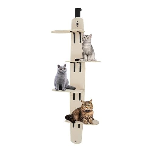 Arbre à chat à 4 étages avec porte - Arbre d'escalade peu encombrant pour chats avec surfaces de couchage XL (jusqu'à 20 kg de charge maximale) - Image 1