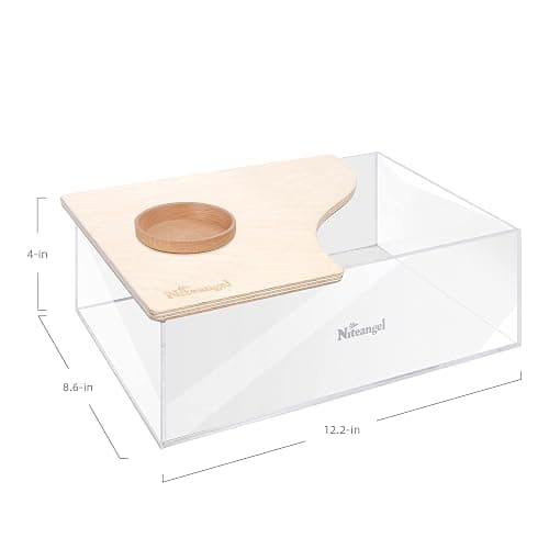 Niteangel Small Animal Sand-Bath Box - Acrylic Critter's Sand Bath Shower Room & Digging Sand Container for Hamsters Mice Lemming Gerbils or Other Small Pets (Birch-Wood, Rectangle) thumbnail 5