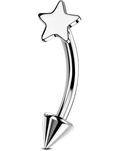 OUFER Rook Piercing Jewelry, G23 Solid Titanium Eyebrow Rings, Heart Vertical Labret Lip Jewelry, 16G Curved Barbells, Daith Rook Earrings for Women Men - Image 1
