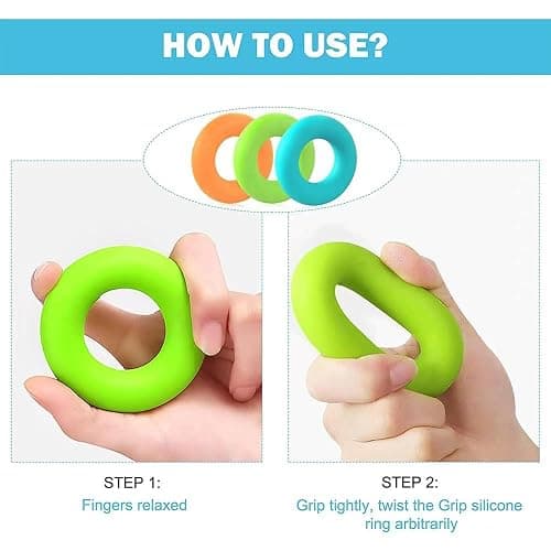 Tigayhc 9Pcs Set Hand Grip Strengthener,Finger Exerciser Stress Relief,Hand Squeeze Ball Kit for Grip Strength,Silicone Finger Gripper, Trainer for Relieve Wrist,Muscle Training,Sports,Fitness thumbnail 3