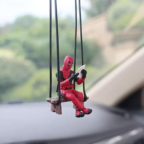 Funny Anime Car Mirror Hanging Accessories Car Pendant Reading Deadpol Ornaments Auto Rearview Mirror Decoration Car Accessories Car Interior Decor thumbnail 4