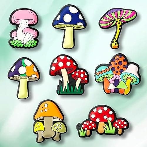 Fungi Fun 20pcs Glow in the Dark Mushroom Shoe Charms for Clog Slides Sandals, Glowing Cute Mushroom Shoe Decoration, Kawaii Colorful Luminous Mushroom Shoe Pins Accessories for Kid Girls,Boys Party Favor thumbnail 6