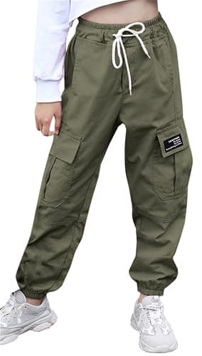 SANGTREE Girls & Womens Drawstring Cargo Jogger Pants,3 Years - Women 3XL - Image 1