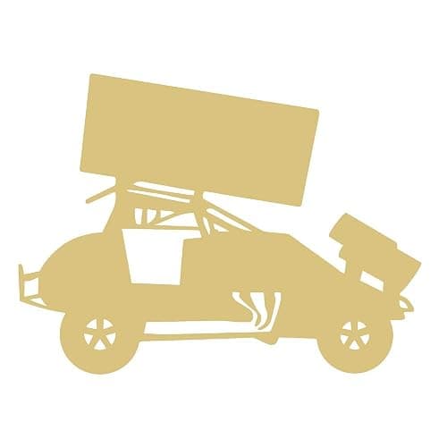 Sprint Car Cutout Unfinished Wood Kids Room Décor Birthday Party Door Hanger MDF Shape Canvas Style 1 (6") - Image 1