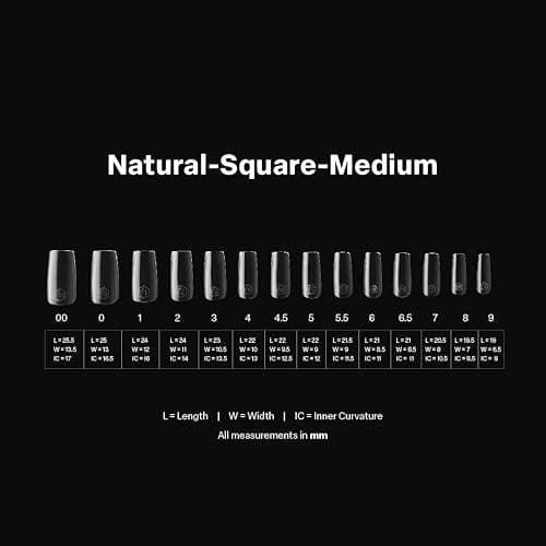Aprés Gel-X® Square Box of Nail Tips | 280 Gel-X Tips, Soft Tips, 14 Sizes 00-9 | Half-sizes Included (Natural Square Medium, 280 Count) thumbnail 4