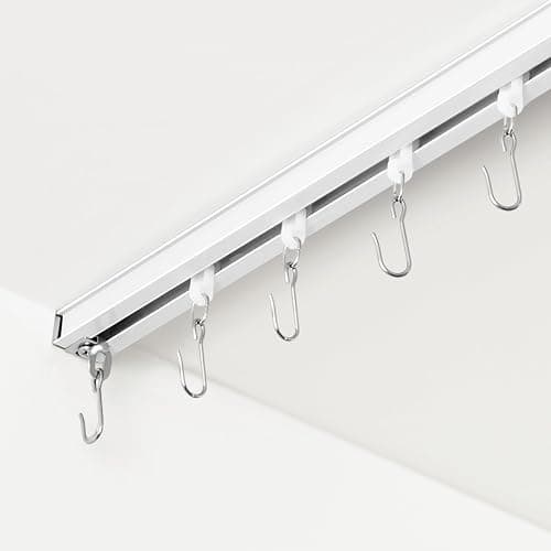 FELIDESIGN Curtain Track, Ceiling Curtain Track for Room Divider, Ceiling Mount Rail Set with Roller Hooks, White, 12ft - 18ft - Image 1