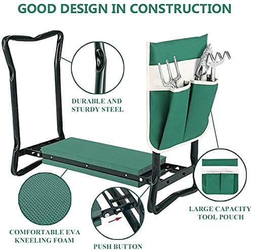 BESTHLS Garden Kneeler and Seat - Heavy Duty Folding Stool with Thick Pad, Tool Pouch, 330 lbs Capacity - Knee & Back Support, Perfect for Seniors, Women, Men thumbnail 6