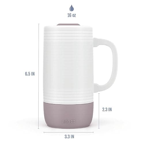 Ello Jane 18oz Ceramic Travel Mug with Handle, Splash-Resistant Slider Lid and Built-in Coaster, Perfect for Coffee and Tea, BPA Free, Dishwasher Safe, Gift for Him Her Birthday, Mauvewood thumbnail 3