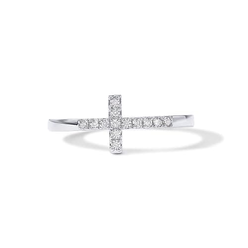 PAVOI 14K Gold Plated Cubic Zirconia Cross Ring for Women - Eternity Promise Ring for Her - Infinity Religious Wedding Band thumbnail 3