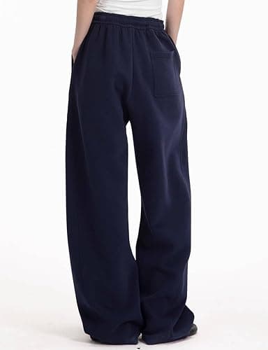 FACDIBY Womens Barrel Sweatpants Fleece Lined Wide Leg Sweat Pants Cotton Elastic Waisted Trousers with Pockets thumbnail 3