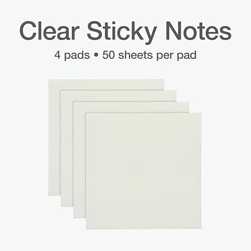 Redi-Tag Translucent Sticky Notes, Transparent Self-Stick Notes, 3" x 3", 4 Pads, 50 Notes Per Pad, 200 Sheets (1006596) thumbnail 4