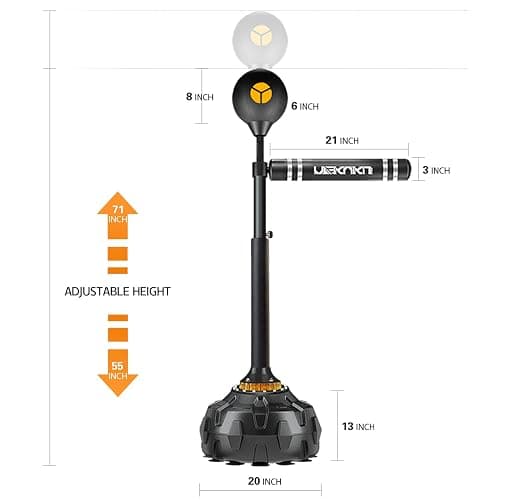 Freestanding Reflex Bag,360° Punching Bag Spinning Bar with Stand,Height Adjustable for Boxing Speed Trainer- for Adults & Teenagers. thumbnail 2