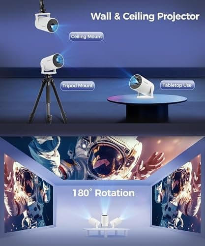 Magcubic HY300PRO Mini Projector with WiFi and Bluetooth, 4K Support 200ANSl Smart Portable Projector, AutoKeystone, 180° Rotation, Home Video Proyector for Home, Bedroom, Outdoor Android 14 thumbnail 7