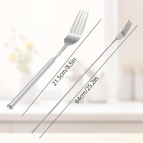 Extendable Fork Spoon, New Stainless Steel Retractable Forks Long Handle Telescoping Forks, Extender Set for Dinner Fruit Dessert BBQ (Fork) thumbnail 3
