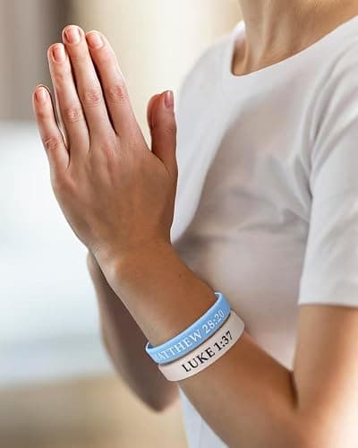 QEERBSIN Bible Verses Bracelets Motivational Christian Rubber Bracelets Faith Hope Wristbands Bracelets for Men Women Teens thumbnail 6