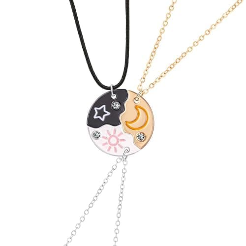Joiigaem BFF Necklace For 3 Trio Sun Moon Star Friendship Puzzle Matching Necklaces For Best Friends 3 Sisters Forever Jewelry Gifts - Image 1