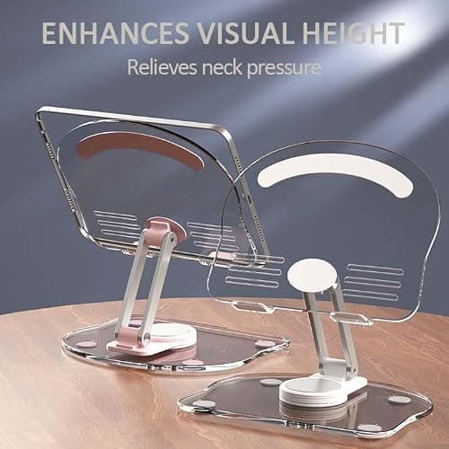 XIYIASUN 360 Degree Rotating Mobile Tablet Stand, Adjustable Tablet Holder-Adjustable Foldable Desktop Table Holder Base,Multi-Angle, Non-Slip Silicone Base,Portable iPad Stand for Desk thumbnail 5