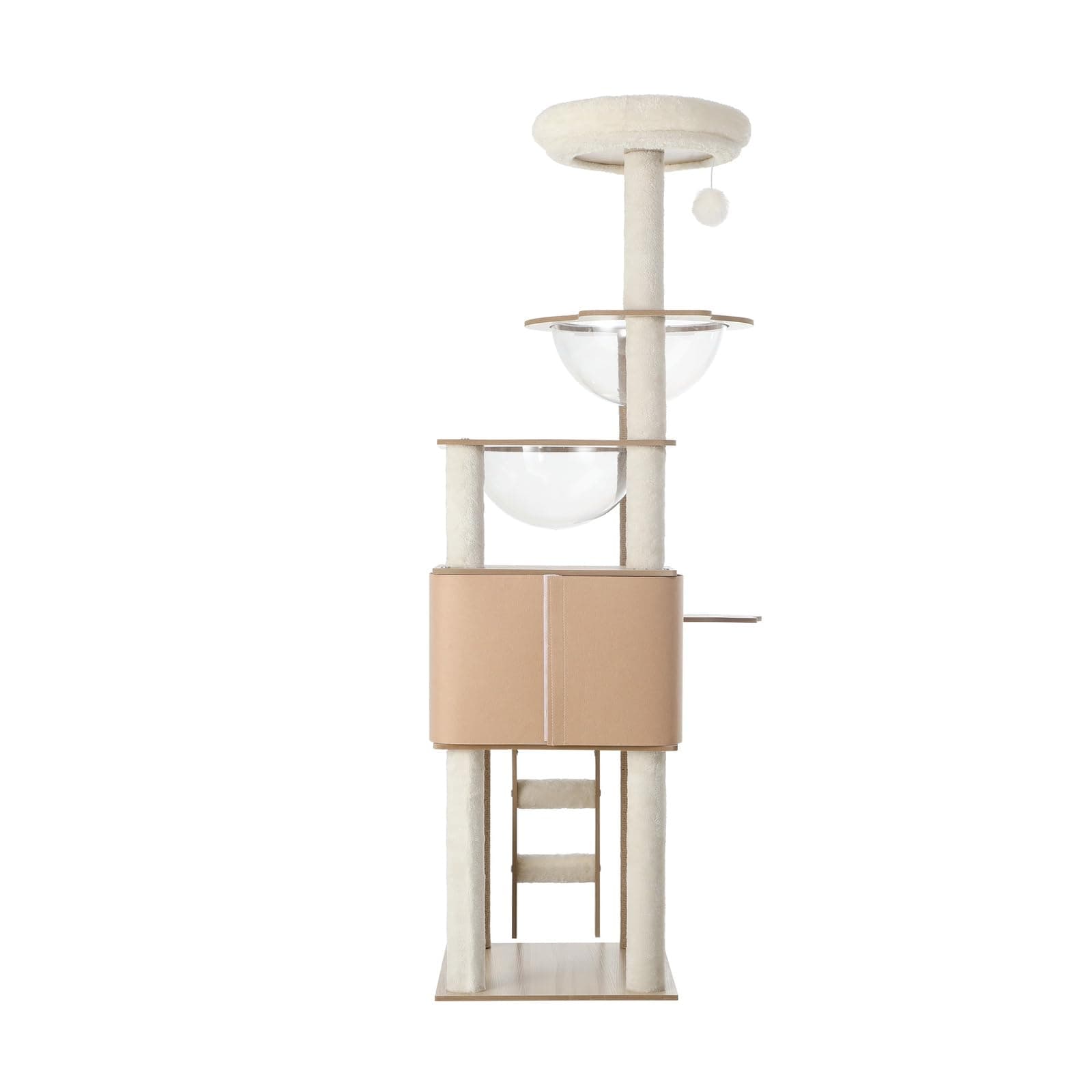 Wooden Cat Tree Tower, Cat Towers with Plush-Covered Scratching Posts, Activity Balls and Detachable Sleeping House, Multi-Level Cats Condo for Indoor Cats Kittens Play, 145x40x50cm, Natural thumbnail 8