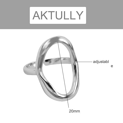 Aktully Chunky Gold Statement Ring for Women Chunky Gold Circle Ring Adjustable Open Promise Minimalist Statement Rings Trendy Jewelry for Women thumbnail 4
