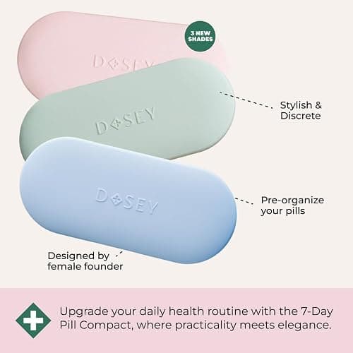 Dosey 7 Day Pill Compact Travel Pill Organizer - Pill Case with 7 Pill Compartments for Medicine Storage & Protection – Stylish & Elegant Medication Organizer with Mirror, Blush thumbnail 5