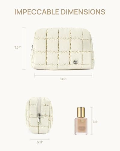 Telena Puffer Makeup Bags for Women, Nylon Puffy Padded Make Up Bags for Women Makeup Organizer Case, Wide-open Makeup Pouch Travel Essentials thumbnail 6