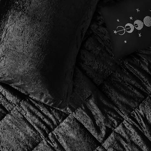 Intelligent Design Queen Duvet Cover Set, Velvet Queen Duvet Set, Luxury Diamond Quilting Black Duvet Cover, Fluffy Duvet Cover with Decorative Pillow and 2 Shams, 4 Pieces, Black, Full/Queen thumbnail 12