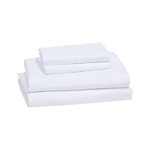 Amazon Basics Lightweight Super Soft, Wrinkle-Free, Easy Care Microfiber 4-Piece Bed Sheet Set with 14-Inch Deep Pockets, Full, Bright White, Solid thumbnail 2