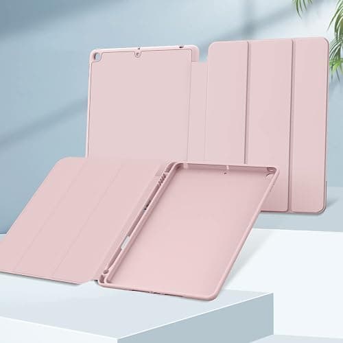 JKSML Case for iPad 9th Generation 2021/ iPad 8th Generation 2020/ iPad 7th Generation 2019, Protective Case with Pencil Holder for iPad 9/8/7 10.2 Inch, Auto Sleep/Wake, Pink thumbnail 8