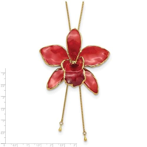 Auriga Fine Jewelry 24K Gold-trim Lacquer Dipped Multi-Color Real Cattleya Orchid Slip-on Adjustable Gold-tone Necklace thumbnail 5