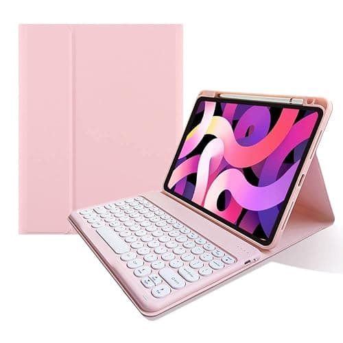 kaitesi Keyboard Case for iPad Air 11 inch M3 M2, Air 5th/4th Generation 10.9 inch, iPad Pro 11 inch 4th/3rd/2nd Generation Detachable Keyboard Case Round Keys (Light Pink) - Image 1
