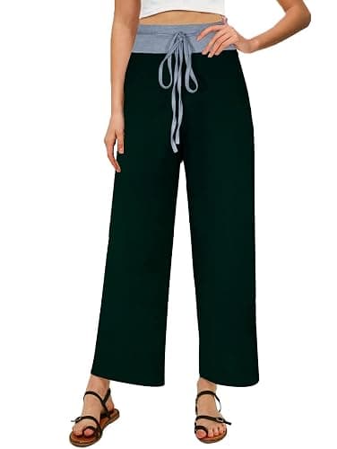 NEWCOSPLAY Women's Comfy Pajama Pants Casual Drawstring Palazzo Lounge Wide Leg Pants thumbnail 2