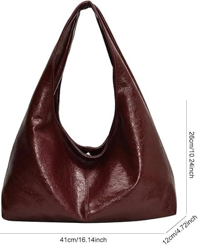JOLILUNA Burgundy Purse Large Tote Bags for Women Slouchy Hobo Bag Leather Hobo Bags for Women thumbnail 7