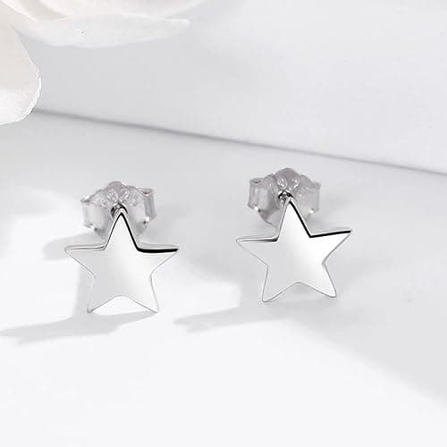 3 Pairs 925 Sterling Silver Star Stud Earrings for Women,Tiny Simple Geometric Stud Earrings Set Small Hypoallergenic Cartilage Tragus Ear Jewellery for Men (3/4/5mm) thumbnail 6