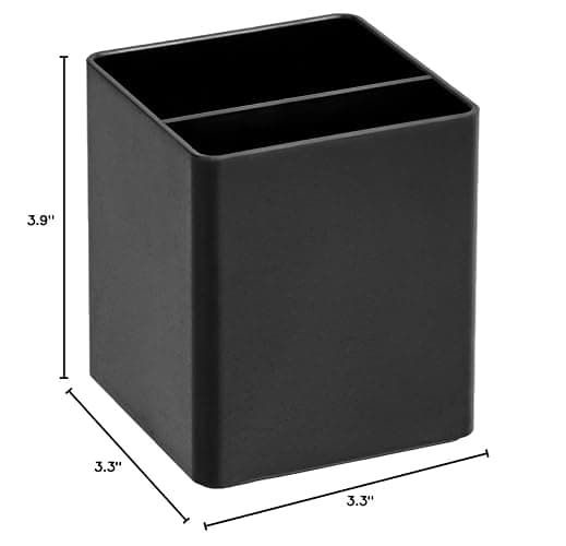 Amazon Basics Plastic Desk Organizer - Pen Cup, 3.9" x 3.4" x 3.4", Black thumbnail 3
