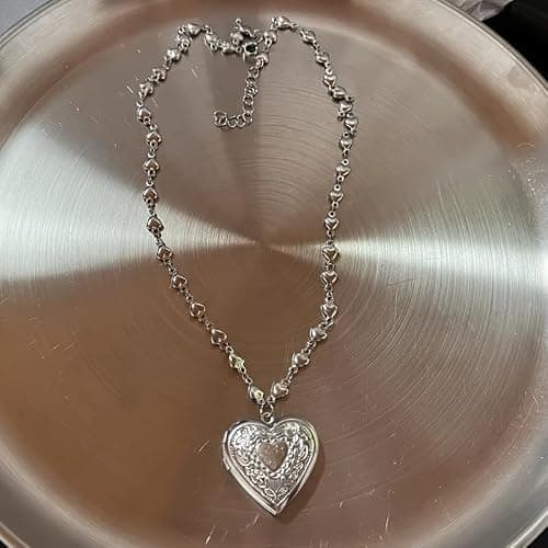 TYATVS Heart Locket Necklace for Women Boho Y2k Necklaces Vintage 2000s Renaissance Whimsigoth Accessories thumbnail 2