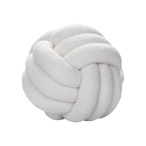 RENXR Knot Pillow Round Ball Cushion, 11in Lamb Wool Knot Ball Pillow Home Decor Cushion Handmade Knotted Throw Pillow for Couch Bed Car Office - Image 1