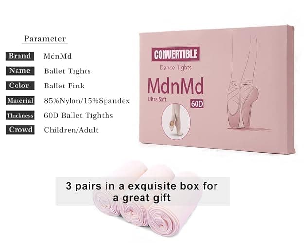 MdnMd Girls' Women's Ballet Tights Ultra Soft Convertible Dance Leggings Transition Tights for Toddler Kids Adult thumbnail 3