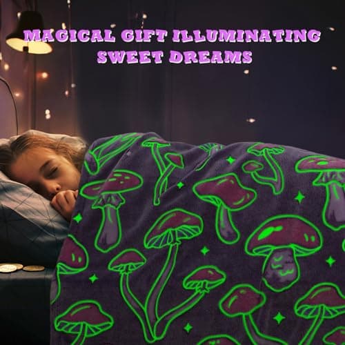 MIBOI Mushroom Throw Blanket Gifts for Women Girls, Glow in The Dark Mushroom Decor Cute Blankets for Bed Sofa Couch, Cottagecore Room Decor Stuff Kids Gifts for Birthday Christmas thumbnail 2