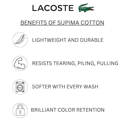 Lacoste Heritage Supima Cotton 6-Piece Towel Set, 2 Bath Towels, 2 Hand Towels, 2 Washcloths, White – Highly Absorbent & Quick Drying, Bathroom Essential, Machine Washable thumbnail 4