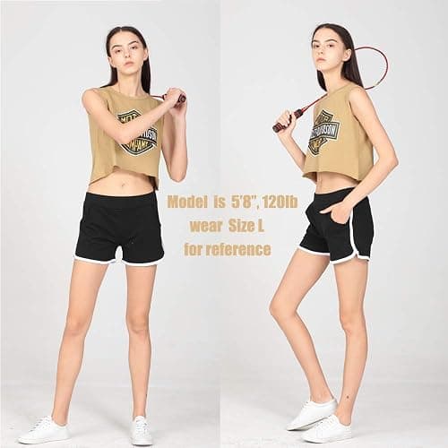 Beauty_yoyo Mid-Waisted Workout Shorts for Women & Teens-3 Pack Soft Cotton Blend Yoga Running Gym Shorts with Side Pockets thumbnail 3