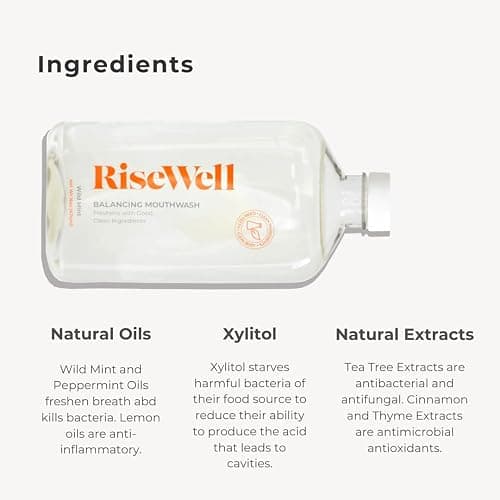 RiseWell Balancing Mouthwash - pH Balancing Alkaline Alcohol Free Mouthwash - Dentist Developed Dry Mouth Rinse - No Added Fluoride and SLS-Free - Wild Mint, 16 Oz thumbnail 3