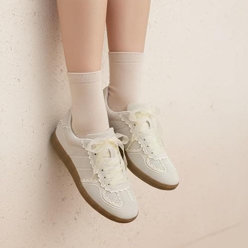 CUSHIONAIRE Belinda Women’s Lace Detail Casual Sneakers – Elegant Ribbon Lace-Up Shoes with Memory Foam thumbnail 5