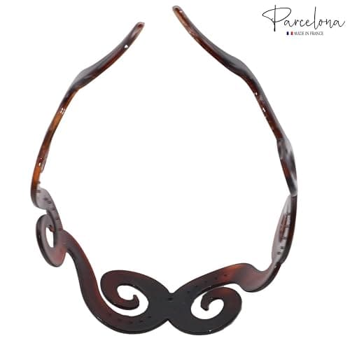 Parcelona French Swirls Wide 1.5" Tortoise Shell Celluloid Acetate Flexible No Slip Sturdy and Durable Hair Clips Hair Headband for Women and Girls, Made in France thumbnail 5
